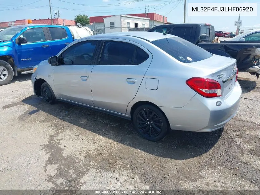 2020 Mitsubishi Mirage G4 Le VIN: ML32F4FJ3LHF06920 Lot: 40099108