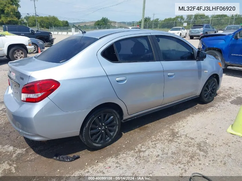 2020 Mitsubishi Mirage G4 Le VIN: ML32F4FJ3LHF06920 Lot: 40099108