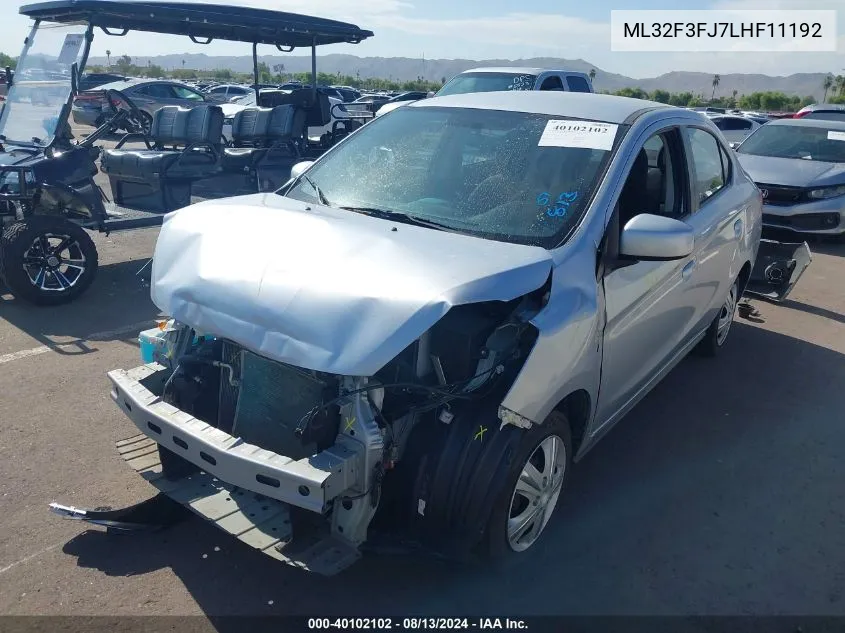 2020 Mitsubishi Mirage G4 Es VIN: ML32F3FJ7LHF11192 Lot: 40102102