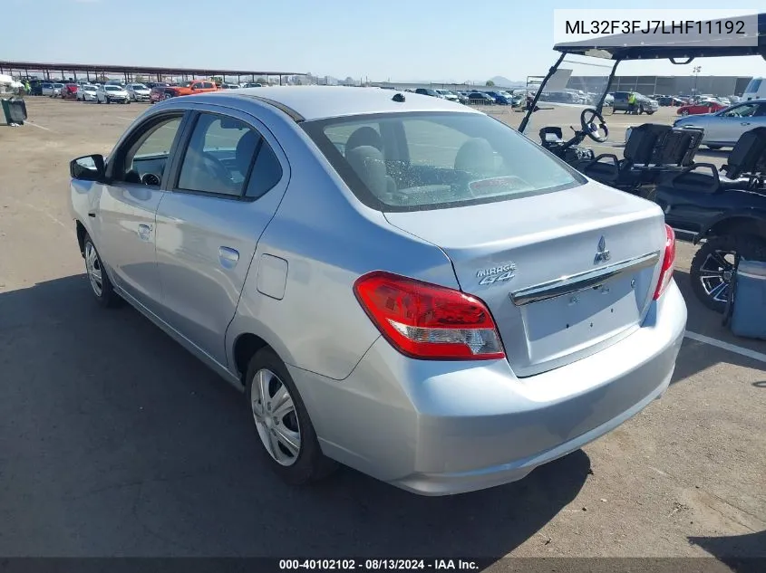 ML32F3FJ7LHF11192 2020 Mitsubishi Mirage G4 Es