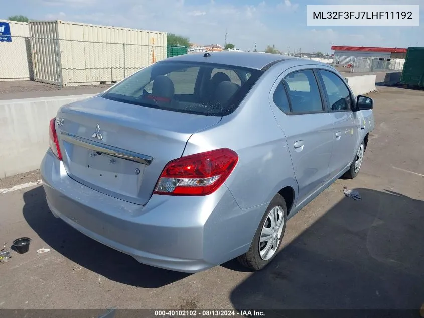 ML32F3FJ7LHF11192 2020 Mitsubishi Mirage G4 Es