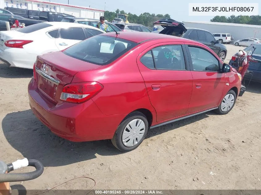 2020 Mitsubishi Mirage G4 Es VIN: ML32F3FJ0LHF08067 Lot: 40195245