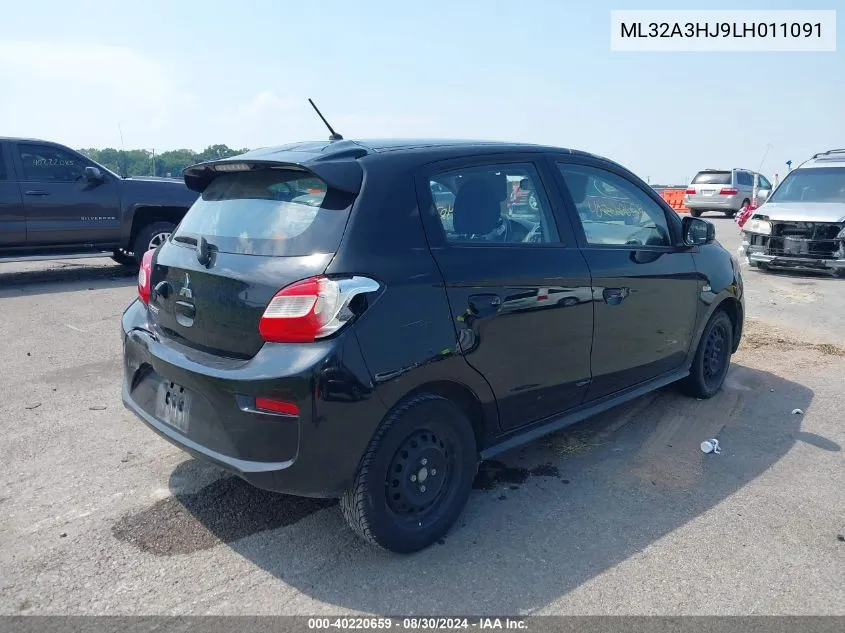 2020 Mitsubishi Mirage Es/Se VIN: ML32A3HJ9LH011091 Lot: 40220659