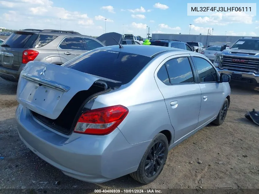 2020 Mitsubishi Mirage G4 Le VIN: ML32F4FJ3LHF06111 Lot: 40486939