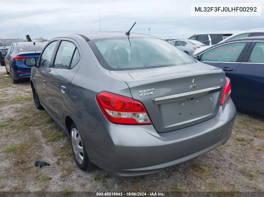 2020 Mitsubishi Mirage G4 Es VIN: ML32F3FJ0LHF00292 Lot: 40518943