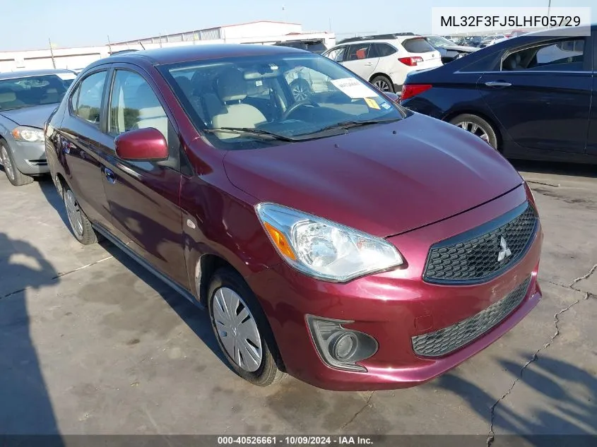 2020 Mitsubishi Mirage G4 Es VIN: ML32F3FJ5LHF05729 Lot: 40526661