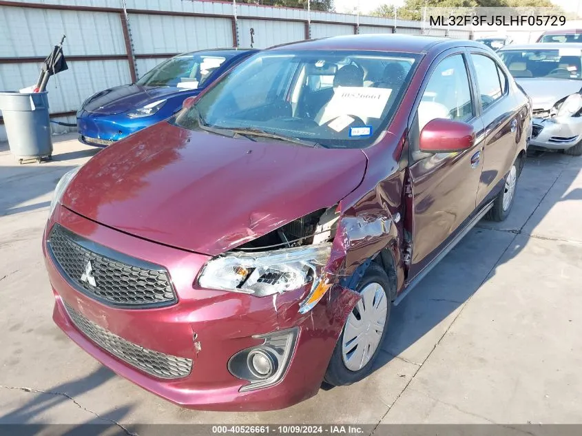 2020 Mitsubishi Mirage G4 Es VIN: ML32F3FJ5LHF05729 Lot: 40526661