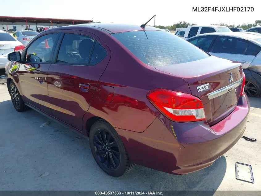 2020 Mitsubishi Mirage G4 Le VIN: ML32F4FJXLHF02170 Lot: 40537333