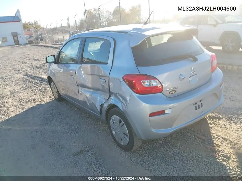 2020 Mitsubishi Mirage Se VIN: ML32A3HJ2LH004600 Lot: 40627524