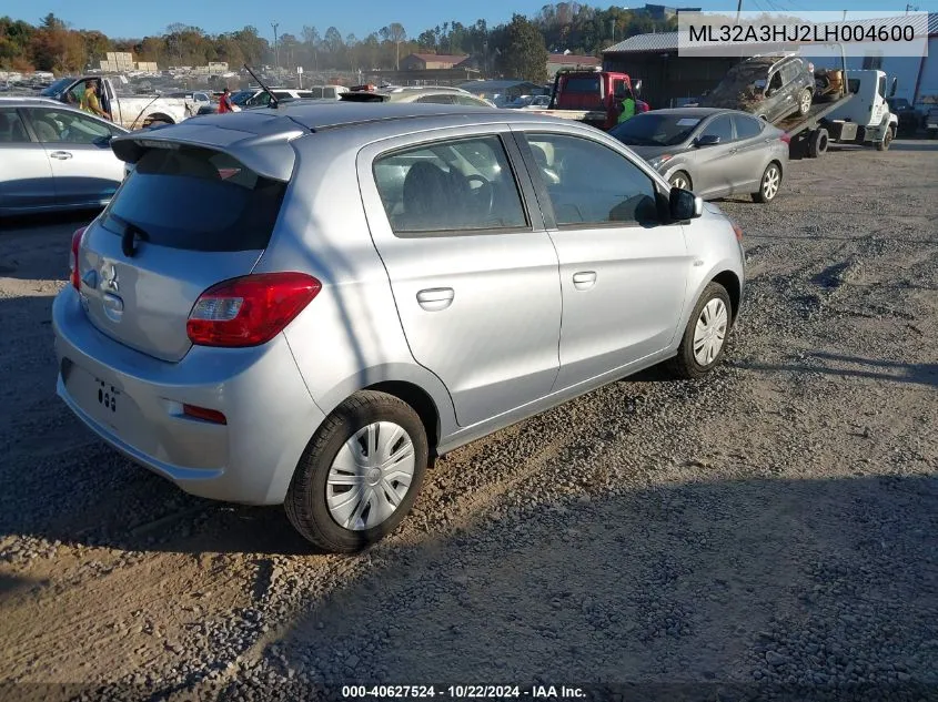 2020 Mitsubishi Mirage Se VIN: ML32A3HJ2LH004600 Lot: 40627524