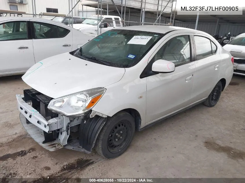 2020 Mitsubishi Mirage G4 Es VIN: ML32F3FJ7LHF00905 Lot: 40628055