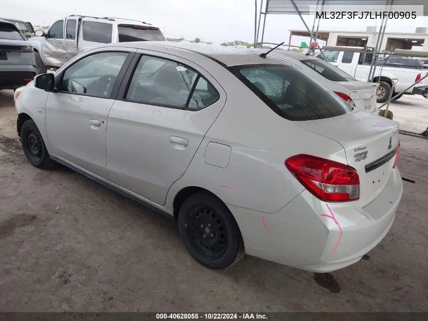 2020 Mitsubishi Mirage G4 Es VIN: ML32F3FJ7LHF00905 Lot: 40628055