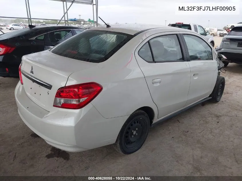 2020 Mitsubishi Mirage G4 Es VIN: ML32F3FJ7LHF00905 Lot: 40628055