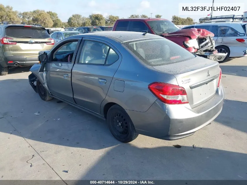 ML32F3FJ1LHF02407 2020 Mitsubishi Mirage G4 Es