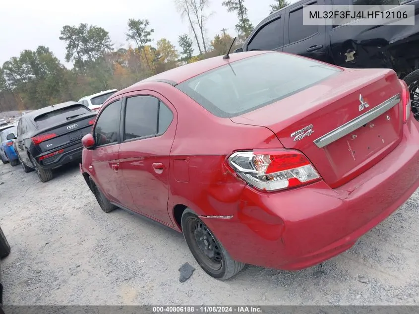 2020 Mitsubishi Mirage G4 Es VIN: ML32F3FJ4LHF12106 Lot: 40806188