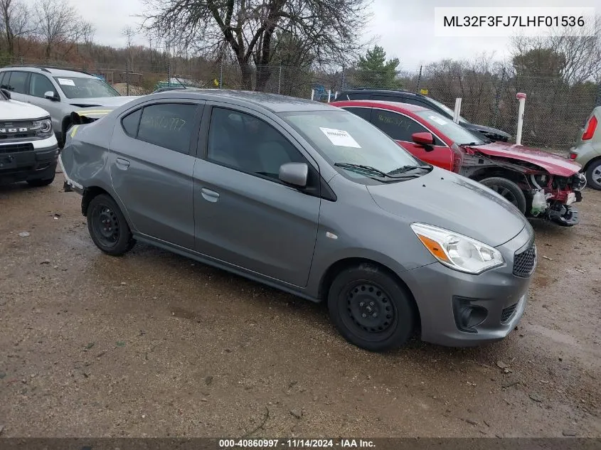 2020 Mitsubishi Mirage G4 Es VIN: ML32F3FJ7LHF01536 Lot: 40860997