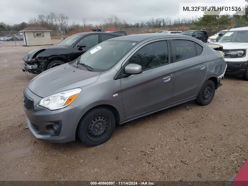 2020 Mitsubishi Mirage G4 Es VIN: ML32F3FJ7LHF01536 Lot: 40860997