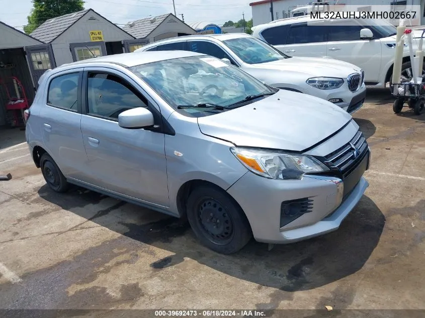 2021 Mitsubishi Mirage Carbonite Edition/Es/Le VIN: ML32AUHJ3MH002667 Lot: 39692473