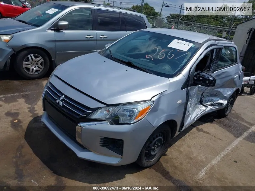 2021 Mitsubishi Mirage Carbonite Edition/Es/Le VIN: ML32AUHJ3MH002667 Lot: 39692473