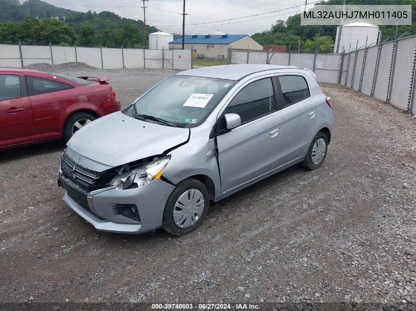 2021 Mitsubishi Mirage Carbonite Edition/Es/Le VIN: ML32AUHJ7MH011405 Lot: 39740803