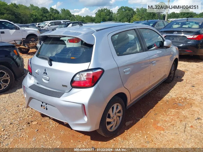 2021 Mitsubishi Mirage Carbonite Edition/Es/Le VIN: ML32AUHJ4MH004251 Lot: 39905577