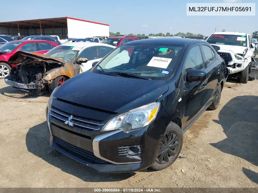 2021 Mitsubishi Mirage G4 Carbonite Edition/Es/Le VIN: ML32FUFJ7MHF05691 Lot: 39908884