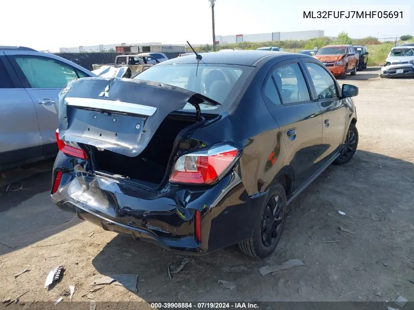 2021 Mitsubishi Mirage G4 Carbonite Edition/Es/Le VIN: ML32FUFJ7MHF05691 Lot: 39908884