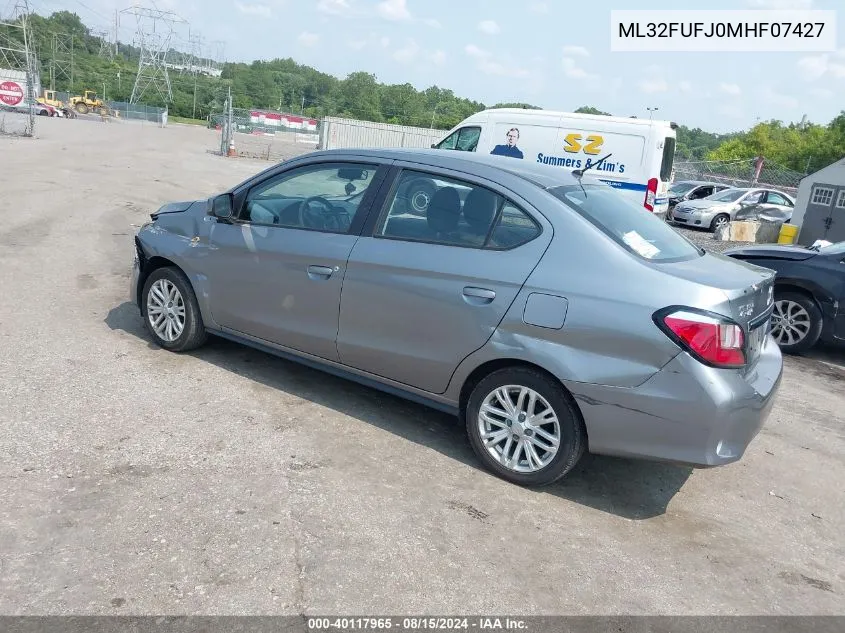 2021 Mitsubishi Mirage G4 Carbonite Edition/Es/Le VIN: ML32FUFJ0MHF07427 Lot: 40117965