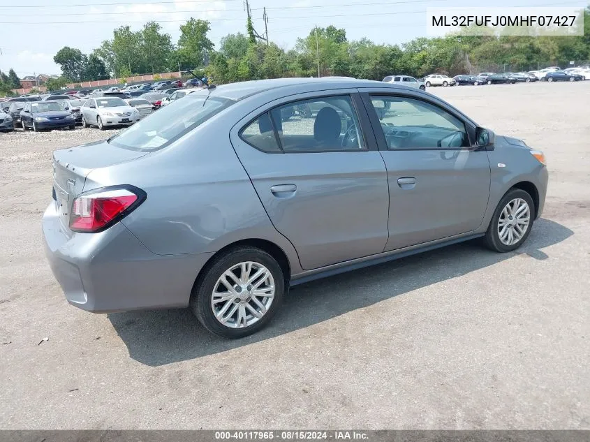 2021 Mitsubishi Mirage G4 Carbonite Edition/Es/Le VIN: ML32FUFJ0MHF07427 Lot: 40117965