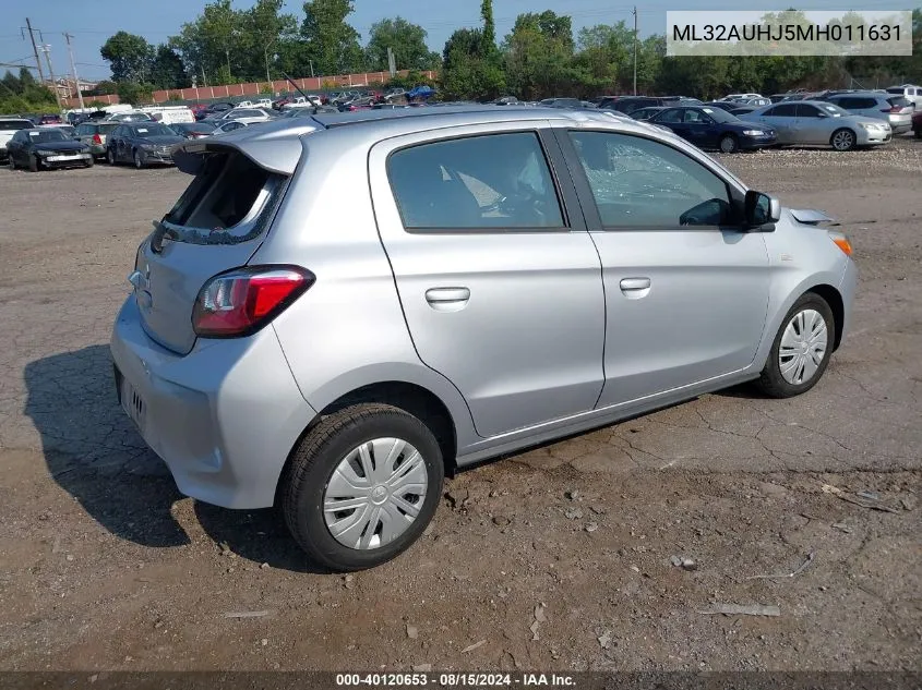 2021 Mitsubishi Mirage Carbonite Edition/Es/Le VIN: ML32AUHJ5MH011631 Lot: 40120653