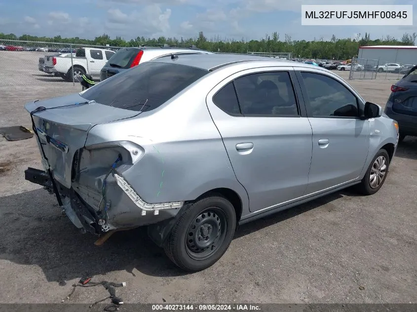 2021 Mitsubishi Mirage G4 Carbonite Edition/Es/Le VIN: ML32FUFJ5MHF00845 Lot: 40273144