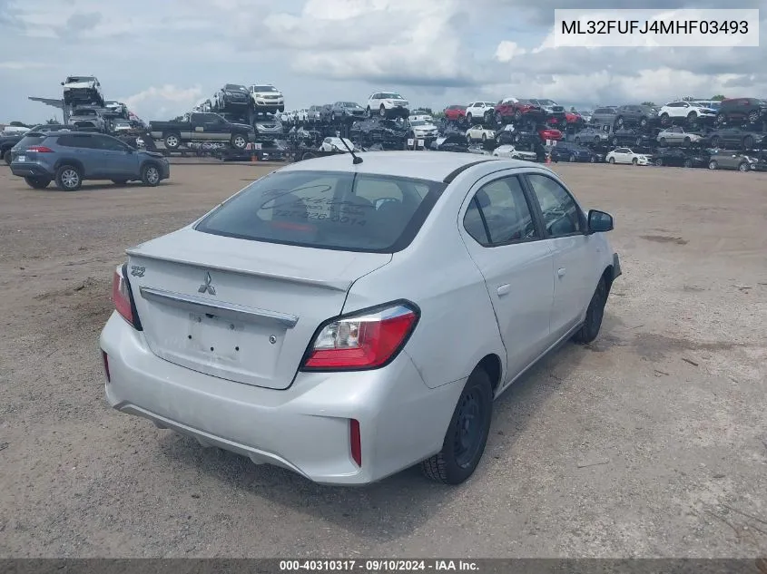 2021 Mitsubishi Mirage G4 Carbonite Edition/Es/Le VIN: ML32FUFJ4MHF03493 Lot: 40310317