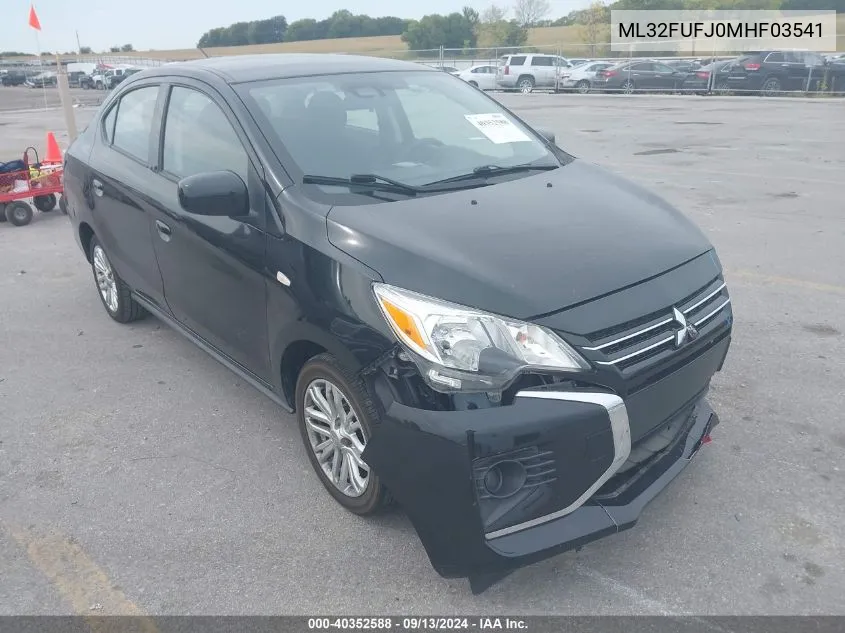 2021 Mitsubishi Mirage G4 Carbonite Edition/Es/Le VIN: ML32FUFJ0MHF03541 Lot: 40352588