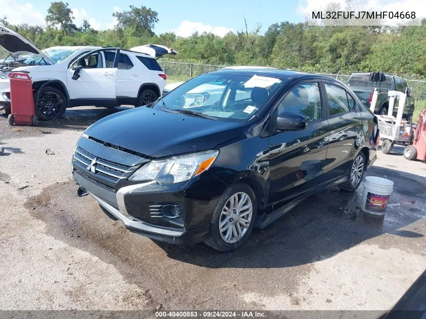 2021 Mitsubishi Mirage G4 Carbonite Edition/Es/Le VIN: ML32FUFJ7MHF04668 Lot: 40400853