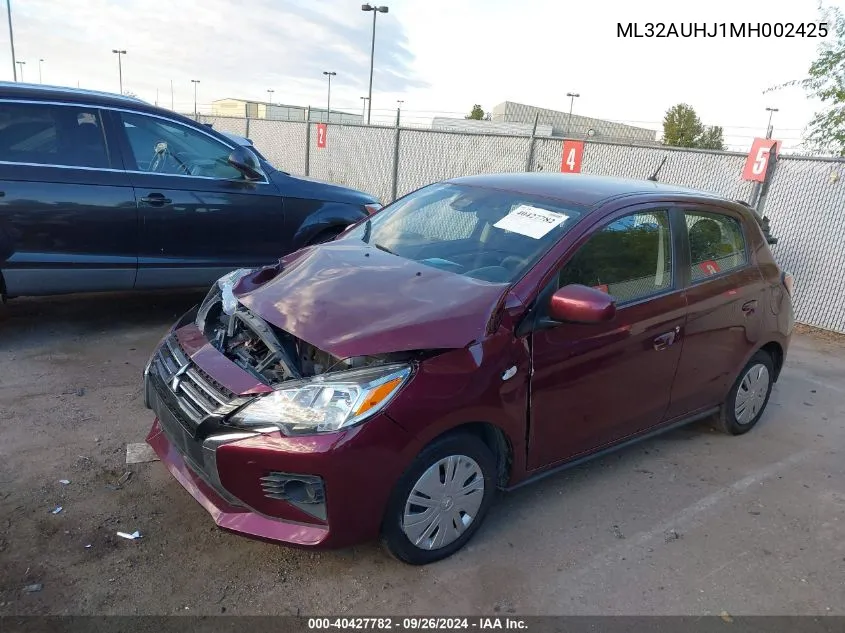 2021 Mitsubishi Mirage Carbonite Edition/Es/Le VIN: ML32AUHJ1MH002425 Lot: 40427782