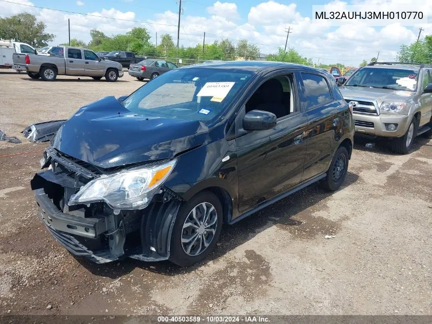 2021 Mitsubishi Mirage Carbonite Edition/Es/Le VIN: ML32AUHJ3MH010770 Lot: 40503589