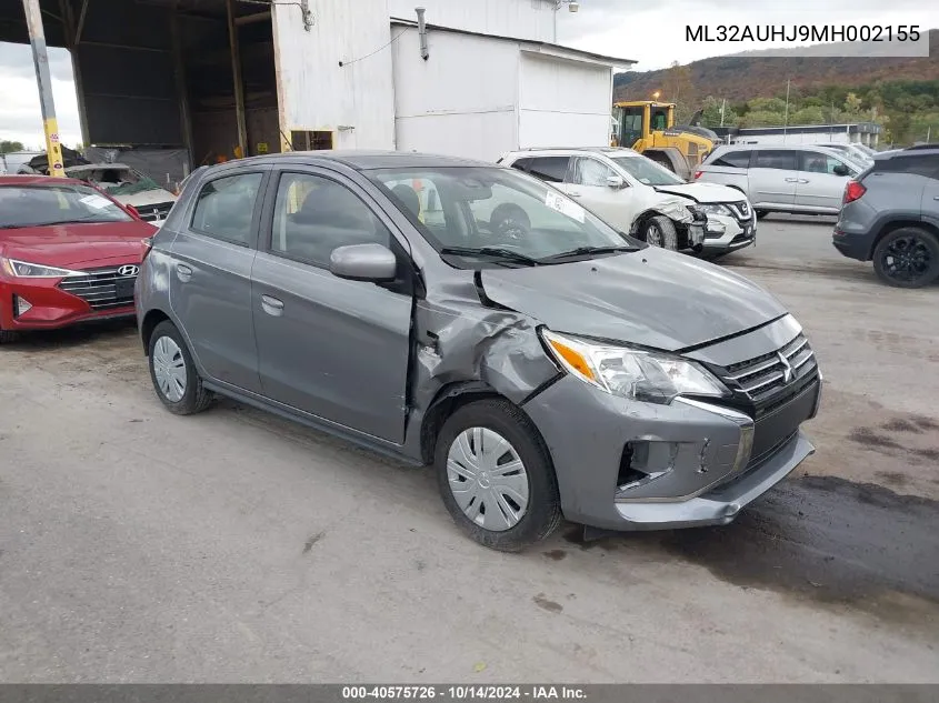 2021 Mitsubishi Mirage Es/Le/Carbonite Edition VIN: ML32AUHJ9MH002155 Lot: 40575726