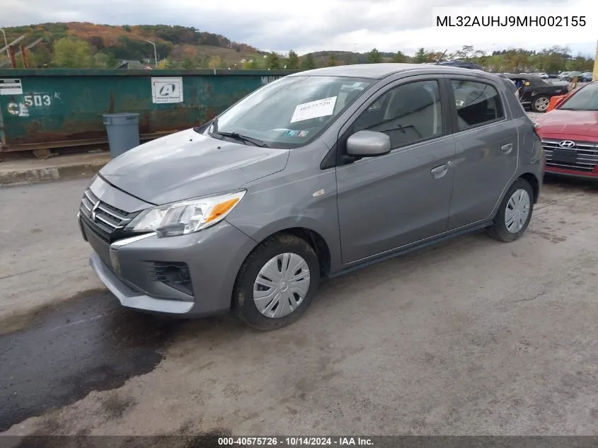 2021 Mitsubishi Mirage Es/Le/Carbonite Edition VIN: ML32AUHJ9MH002155 Lot: 40575726