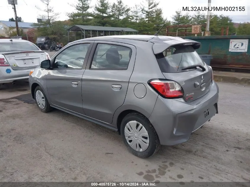 2021 Mitsubishi Mirage Es/Le/Carbonite Edition VIN: ML32AUHJ9MH002155 Lot: 40575726