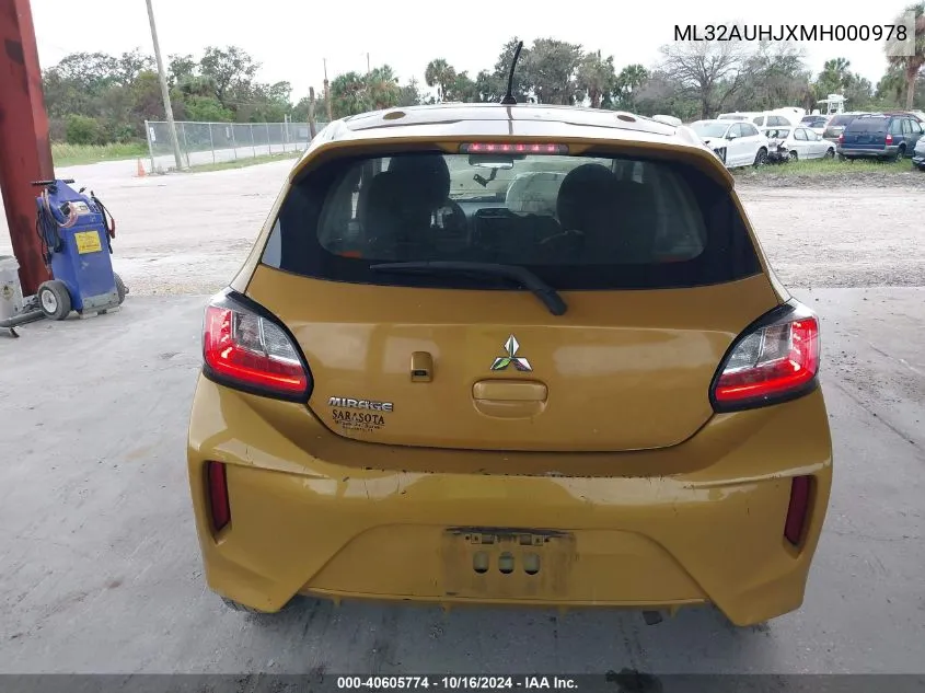 2021 Mitsubishi Mirage Carbonite Edition/Es/Le VIN: ML32AUHJXMH000978 Lot: 40605774