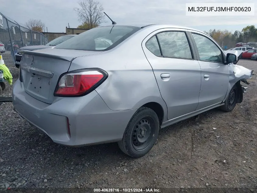 2021 Mitsubishi Mirage G4 Carbonite Edition/Es/Le VIN: ML32FUFJ3MHF00620 Lot: 40639716