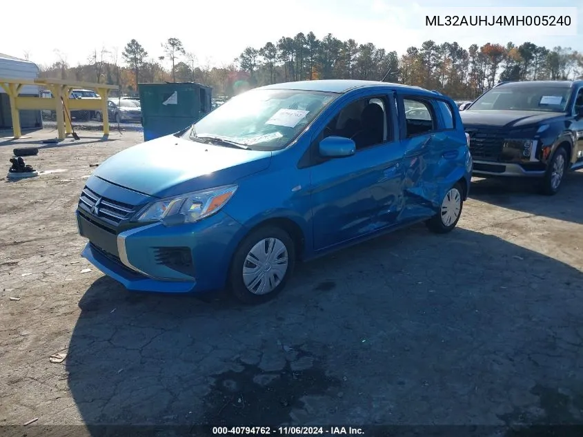 2021 Mitsubishi Mirage Carbonite Edition/Es/Le VIN: ML32AUHJ4MH005240 Lot: 40794762