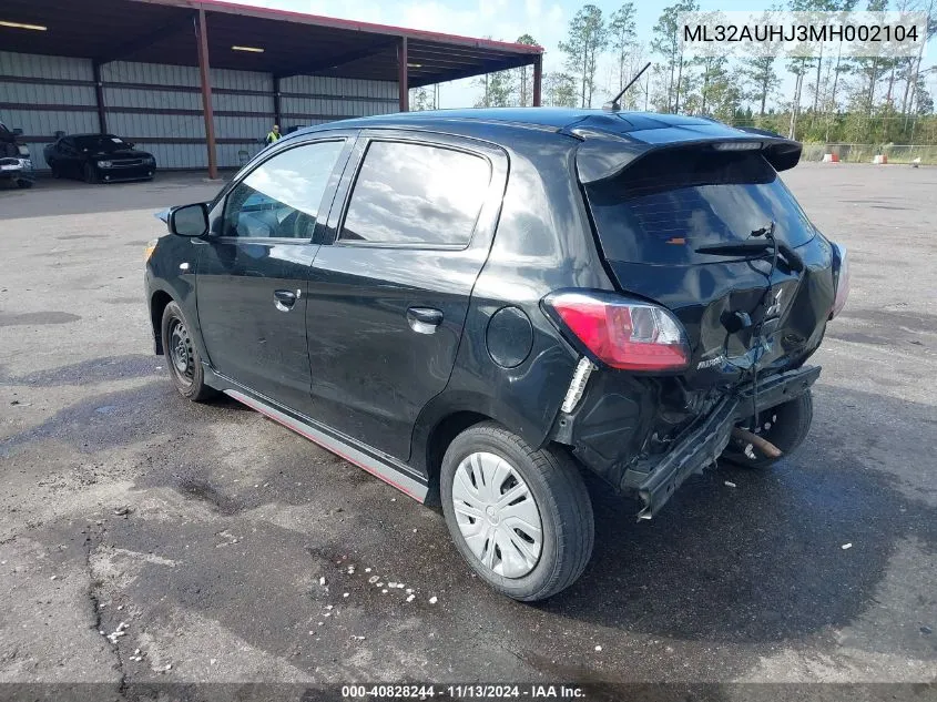 2021 Mitsubishi Mirage Carbonite Edition/Es/Le VIN: ML32AUHJ3MH002104 Lot: 40828244