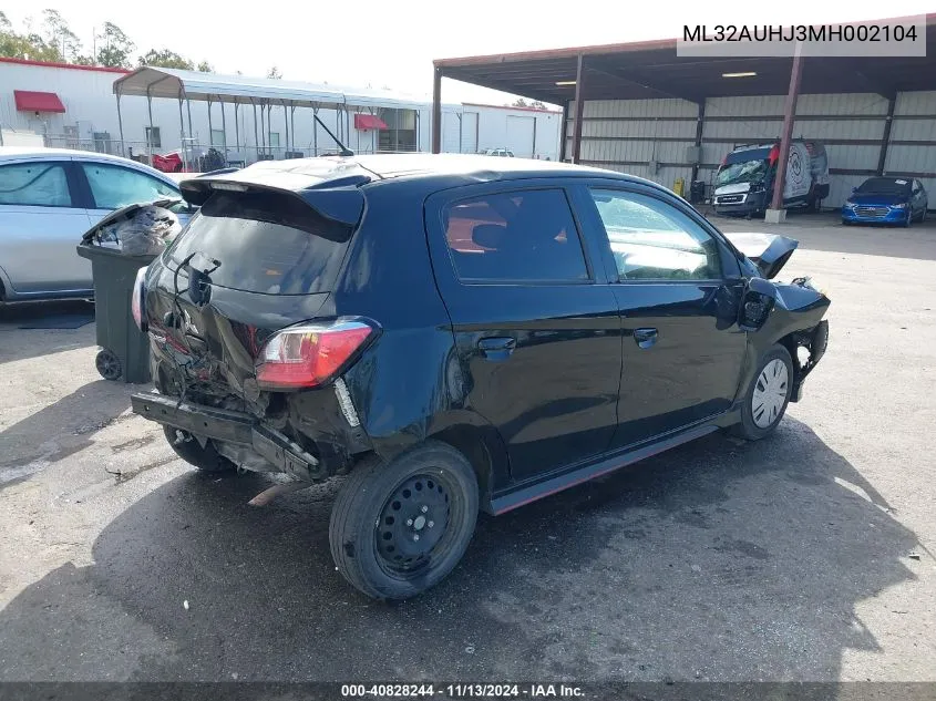 2021 Mitsubishi Mirage Carbonite Edition/Es/Le VIN: ML32AUHJ3MH002104 Lot: 40828244