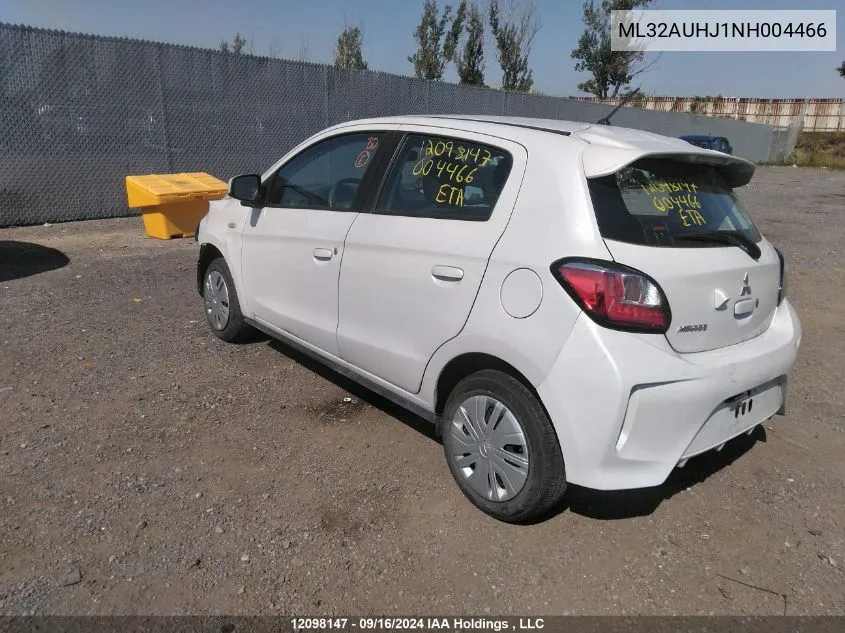 2022 Mitsubishi Mirage VIN: ML32AUHJ1NH004466 Lot: 12098147