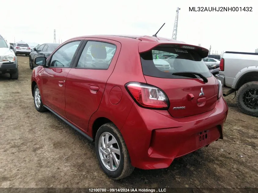 2022 Mitsubishi Mirage VIN: ML32AUHJ2NH001432 Lot: 12100780