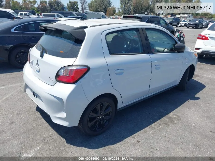 2022 Mitsubishi Mirage Black Edition/Se VIN: ML32AWHJ0NH005717 Lot: 40065093