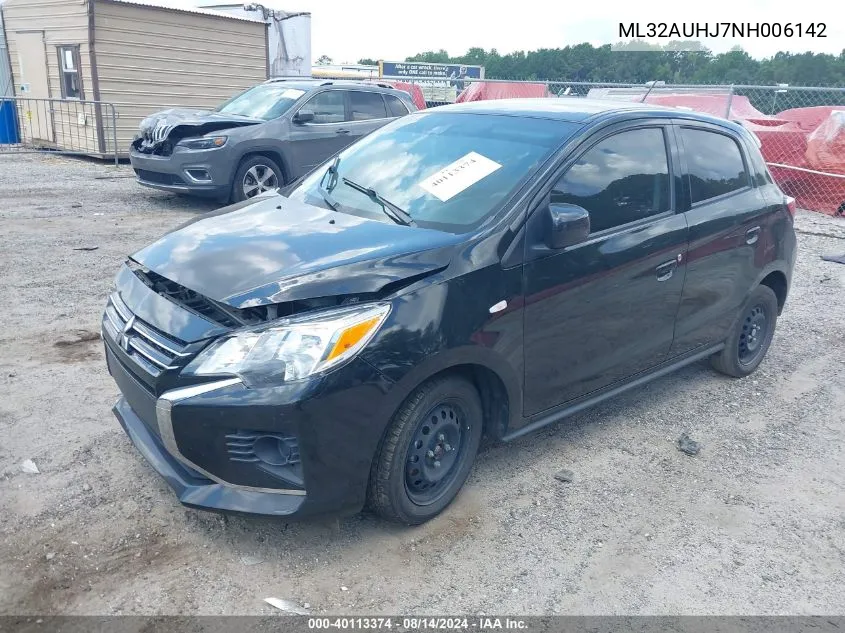 2022 Mitsubishi Mirage Es/Le VIN: ML32AUHJ7NH006142 Lot: 40113374