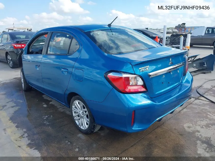 2022 Mitsubishi Mirage G4 Black Edition/Es/Le VIN: ML32FUFJ9NHF09436 Lot: 40186671