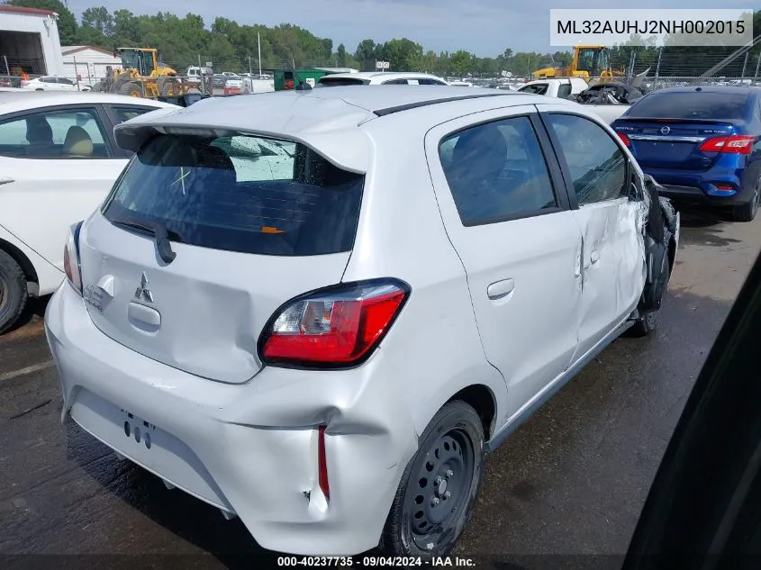 2022 Mitsubishi Mirage Es/Le VIN: ML32AUHJ2NH002015 Lot: 40237735